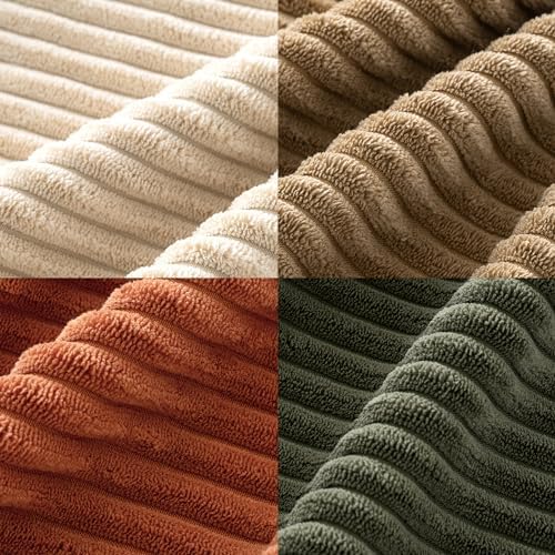 MIULEE Fall Corduroy Decorative Throw Pillow Covers Rust-Olive Green 18x18 - Image 3