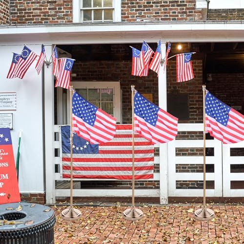 Leinuosen 6 Pcs Flag Holder Stand FlagPole Stand Flag Pole Base for Indoor Outdoor 1.3/1.1 Inch Diameter Flagpole Garden House Classroom Churches Meeting Party Flags Banner (Gold) - Image 7