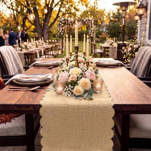 Jecery 6 Pack Scalloped Burlap Table Runners, 12 x 72 Inch - Image 6