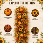 Suncalla 6ft Fall Garland for Mantle, Autumn Artificial Tulip Daisy Garland - Image 6