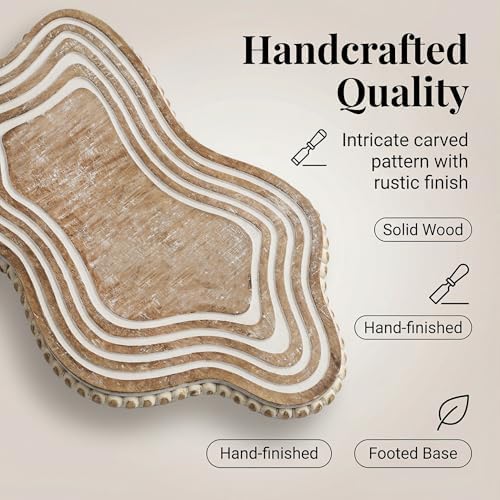 Wood Riser for Kitchen Counter, Wavy Wooden Trays for Decor, Cloud Shapes - Image 6