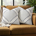 Mecatny Boho Outdoor Throw Pillow Covers 20x20 Set of 2 Navy & Cream White by Mecatny