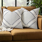 Mecatny Boho Outdoor Throw Pillow Covers 18x18 Set of 2 Navy & Cream White by Mecatny