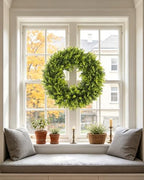 24in Boxwood Wreath for Front Door,Green Wreaths,Greenery Summer Wreath for All Season,Farmhouse, Outdoor, Porch, Garden, Wedding Decor - Image 6