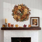 24" Fall Wreaths for Front Door with Mums Dahlias Queen Anne's Lace - Image 2