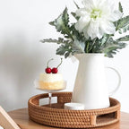 2 Pack Round Rattan Tray, Hand Woven Serving Tray with Handles, Wicker Serving Basket, Decorative Tray for Home Decor, Natural (11.8 + 14 inch) - Image 6