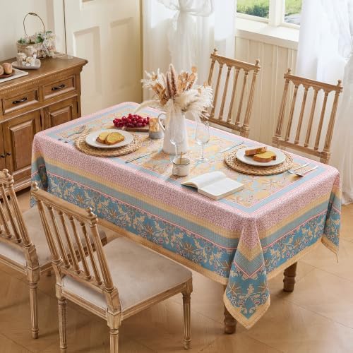 Vintage Floral Tablecloth Rectangle – Boho Farmhouse Printed Table Cloth with Blue Yellow Patchwork Design, Waterproof Table Cover for Dining Table, Outdoor Picnic & Summer Party, 60x102 - Image 7