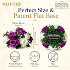 NUPTIO Flower Balls Centerpieces for Tables: 6 Pcs Purple White Fake Roses - Image 5