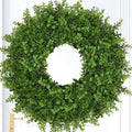 26 Inch Large Boxwoods Wreaths for Front Door Artificial Green Leaves Greenery Indoor Outdoor Wreath Home Decor Porch Window Wall Farmhouse Door Decorations Spring Summer Fall All Seasons by JDKPK