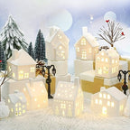 Cindeer 26 Pcs Ceramic Christmas Village Set LED Lighted White,Classic by Cindeer