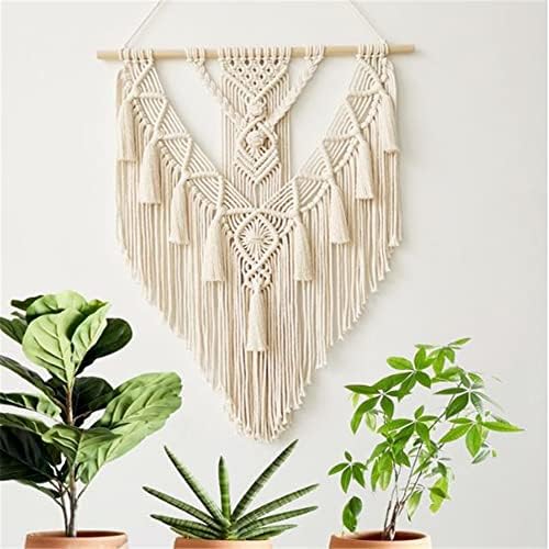 BMIDRUT Hanging Macrame Tapestry Woven Boho Wall Art Handmade Macrame Tapestry Home Wall Decor Wall Pediment 18x30 Inch (Beige) by BMIDRUT