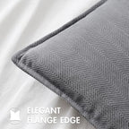 MIULEE Pack of 2 Grey Euro Shams Chenille Pillow Covers 24x24 Inch - Image 2
