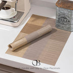 Placemats Set of 12 - Easy Clean Woven Vinyl Placemats for Dining Table, Indoor/Outdoor Place Mats, Washable PVC Table Mats （Gold Dune） - Image 3