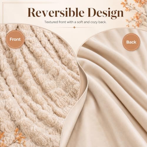 Fall Halloween Pumpkin Throw Blanket - Beige Autumn Decor for Couch Bed - Image 4