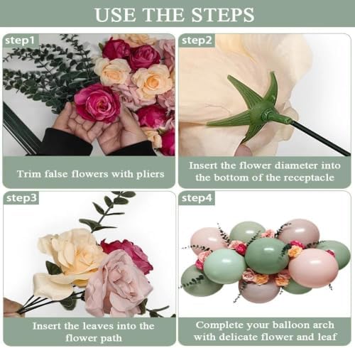 Pink Green Balloon Arch with Artificial Flowers Double Stuffed Dusty Light Pink Sage Green Balloon Garland Kit Eucalyptus Leaves for Baby in Bloom Birthday Bridal Shower Wildflower Party Decorations - Image 4