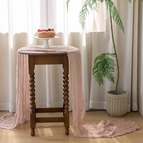 6Pcs Dusty Pink Cheesecloth Table Runner 120 Inches for Home Decorations - Image 7