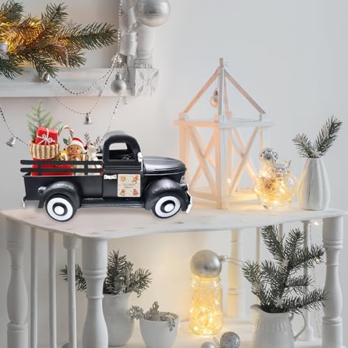 Pumpkin Decor 13.4" Farmhouse Vintage Truck with 20 Magnets, Black - Image 7