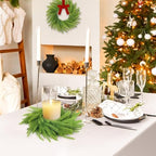 6 Pcs Mini Christmas Kitchen Cabinet Wreaths, 7.9" Norfolk Pine Candle Ring - Image 5