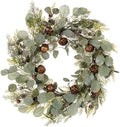 Vickerman 22" Artificial Winter Cedar, Pinecone, Eucalyptus, and Brown Jingle Bell Wreath by Unknown