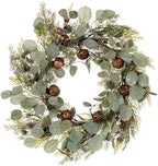 Vickerman 22" Artificial Winter Cedar, Pinecone, Eucalyptus, and Brown Jingle Bell Wreath by Unknown