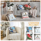 GlikCeil Set of 16 Winter Pillow Covers 18 x 18 Inch Holiday Gnome Throw Pillow Covers Winter Christmas Seasonal Pillowcases Decorative Cushion Pillowcases for Farmhouse Home Couch Sofa Decor - Image 6