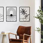 Sokurdeg Black Minimalist Metal Wall Decor, Bohemian Line Wall Decor, Modern Abstract Wall Art for Bedroom Bathroom Living Room (3 Pack, 12 x 17 in) - Image 6
