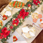 Garvee 6 Feet Christmas Garland with Lights & Red Poinsettias for Mantle - Image 7
