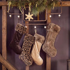 Blueweenly 4 Pcs Leopard & Solid Velvet Christmas Stockings, 18 Inch - Image 6