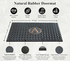 A1HC Natural Rubber Front Door Mat 24x39 inches, Monogrammed Doormat for Entryway, Heavy Duty Shoe Scraper Welcome Mat for Porch, Patio & Outside Entrance - Black - Image 3