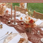 35x72 Inch Dusty Blush Cheesecloth Table Runner Boho Wedding Party Decor - Image 7