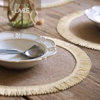 FunWheat 15 Inch Round Jute Placemats Set of 12, Braided Burlap Table Mats for Dining Table, Heat Resistant Farmhouse Woven Placemats for Fall Farmhouse Decor (Coarse-Edged Sunflower) - Image 5
