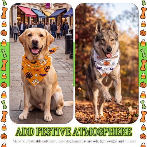 Abbylike 50 Pcs Halloween Dog Bandanas Bulk Cute Dog Paw Prints Pattern - Image 4