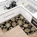 Boho Kitchen Mat Set of 2,Black Paisley Floral Kitchen Rugs and Mats Non Skid Washable,Bohemia Farmhouse Runner Rugs with Rubber Backing for Kitchen Decor Accessories (17"x47"+17"x30") - Image 2