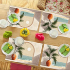 Boho Placemats Set of 6 Beach Table Mats Abstract Place Mats Decor Imitation Linen Heat Resistant Green Botanical Tablecloth for Dining Decorations Kitchen Party Restaurants 12''x18'' - Image 3