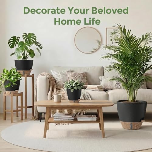 Plant Pots, 12" 10" 6" 8" Self Watering Pots with Water Level Indicator, Set of 5 Flower Pots Indoor with Drainage Holes, Modern Planters for Indoor Outdoor Plants, Room & Office Décor - Image 5