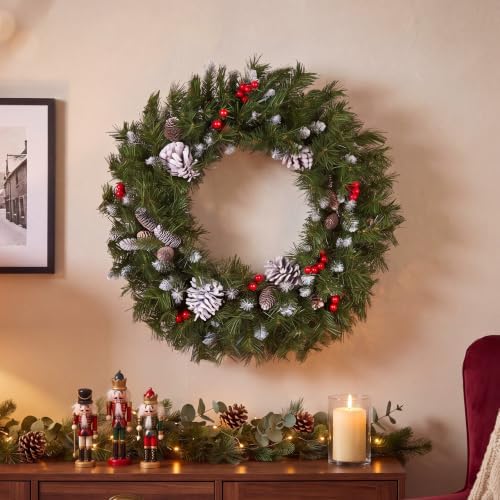 National Tree Company 24in Unlit Frosted Berry Artificial Christmas Wreath - Image 2
