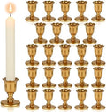 24 Pcs Gold Taper Candle Holders Brass Style Candlestick Holders Victorian Style Wedding Centerpiece Vintage Home Decor Christmas Mantel Decoration Fits Standard Taper Candles by VZZNN