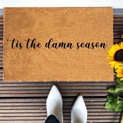 Funny The Entrance Way Outside Personalized Rug with Heavy-Duty Non Slip Outdoor Coconut Coir Doormat Pets Lover Gift 23.6 x 15.7 inch (Tis The Damns Season Football) - Image 5