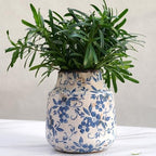 Blue and White Ceramic Vase, Decorative Pottery Flower Vase for Tulips, Vintage Crackle Glaze Vase for French Country, Chinoiserie & Cottage Farmhouse Shelf Mantel Table Decor - Image 2