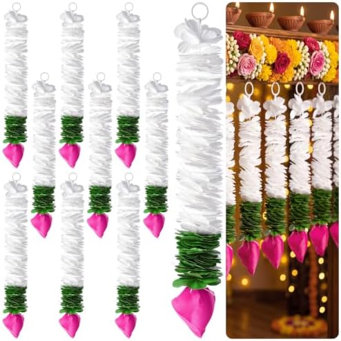 Suncalla 10 Pcs Diwali Decorations 14.7 Inch Lotus Hangings Indian Garlands by Unknown