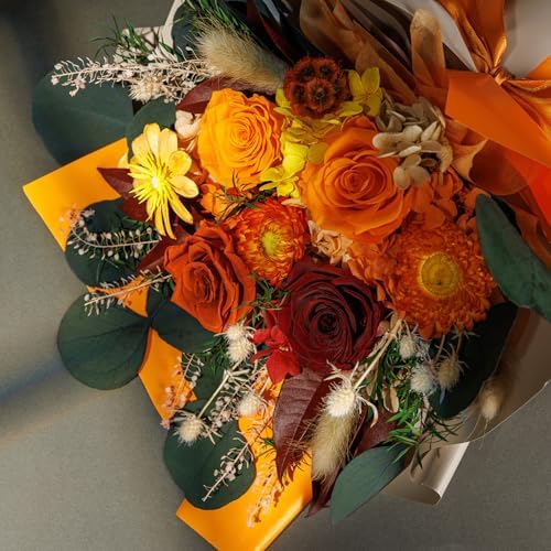Perfectione Roses 4 Roses Mixed Bouquet for Mother's Day, Fall Flowers for Delivery, Preserved Flowers Birthday Gift for Women Mom Wife Grandma Her, Fall - Image 4