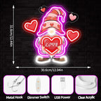 Valentine Gnomes Neon Sign Dimmable Valentines Day Led Lights Pink Gnome Holding Red Heart Light Up Sign Valentine'S Day Decorations for Home Office - Image 6