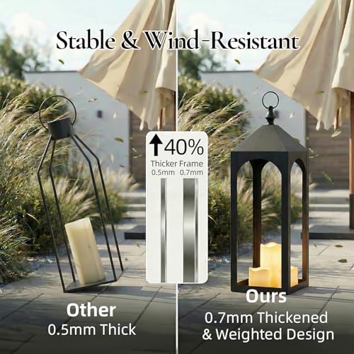 24" & 17" Large Outdoor Floor Lantern, Set of 2 Fall Porch Decor - Image 2