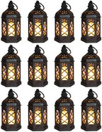 12-Pack Mini Lanterns, Small Candle Lanterns Decorative, Black Tea Light Lantern, Ramadan Eid Decor, Table Centerpiece for Wedding Halloween Christmas, Easter Decorations, Battery Included by ReperlaSpecialMiniSmallLanternDecoration