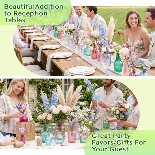 42 Pcs Vases Bulk Colored Glass Bud Vases Set, Assorted Vintage Bud Vases - Image 7