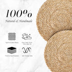 Placemats Set of 8 - Rattan Round Place Mats & 11.8” x 17” Cotton Braided Placemat for Dining Table Setting, Rustic Farmhouse Boho Wedding Decor, Wicker Woven Charger Dinner Plates, 16Pcs - Image 4