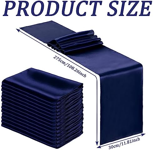 Bencailor 36 Pcs Navy Blue Satin Table Runners Bulk, 12 x 108 Inch - Image 3