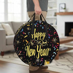 Happy New Year Round Storage Bag 30 Inch, Celebrate Firework Colored Ribbon Clothes Storage Container with Handles Heavy Duty Organizer for Comforter, Bedding & Holiday Wreaths - Image 2