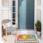 Tinideya 2 Pcs Hello Bunny Easter Layered Mat for Front Door - Image 5