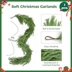 6 FT Christmas Norfolk Pine Garlands, Winter Decor Real Touch Pine Garland, Artificial Greenery Xmas Garland for Holiday, Table, Wall, Fireplace, Mantel, Indoor & Outdoor Decoration (1 Pack, 6 FT) - Image 3